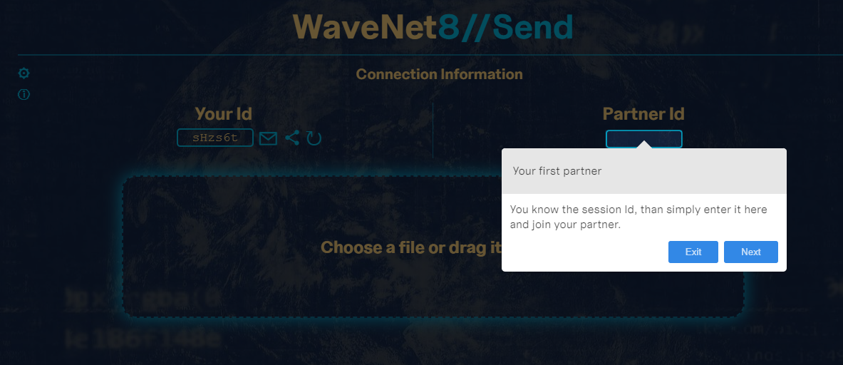 Bild der Hauptseite von Wavenet8 Send.