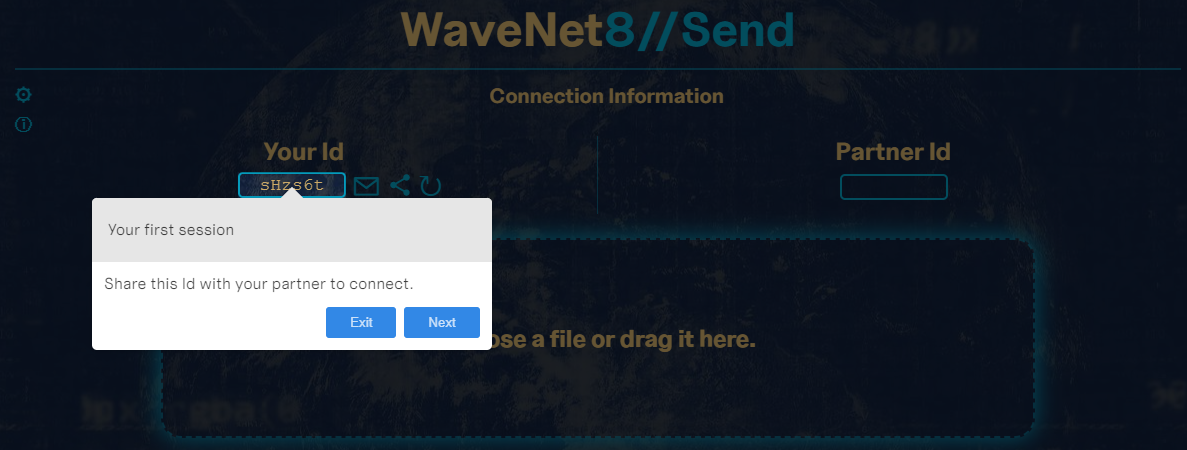 Image of the main page of Wavenet8 Send.