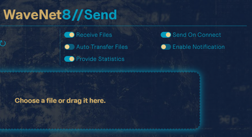 Image of the main page of Wavenet8 Send.